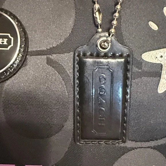 Coach Black Signature Graphic Tote + Matching Wristlet Set Zip Top VGUC - Picture 5 of 15